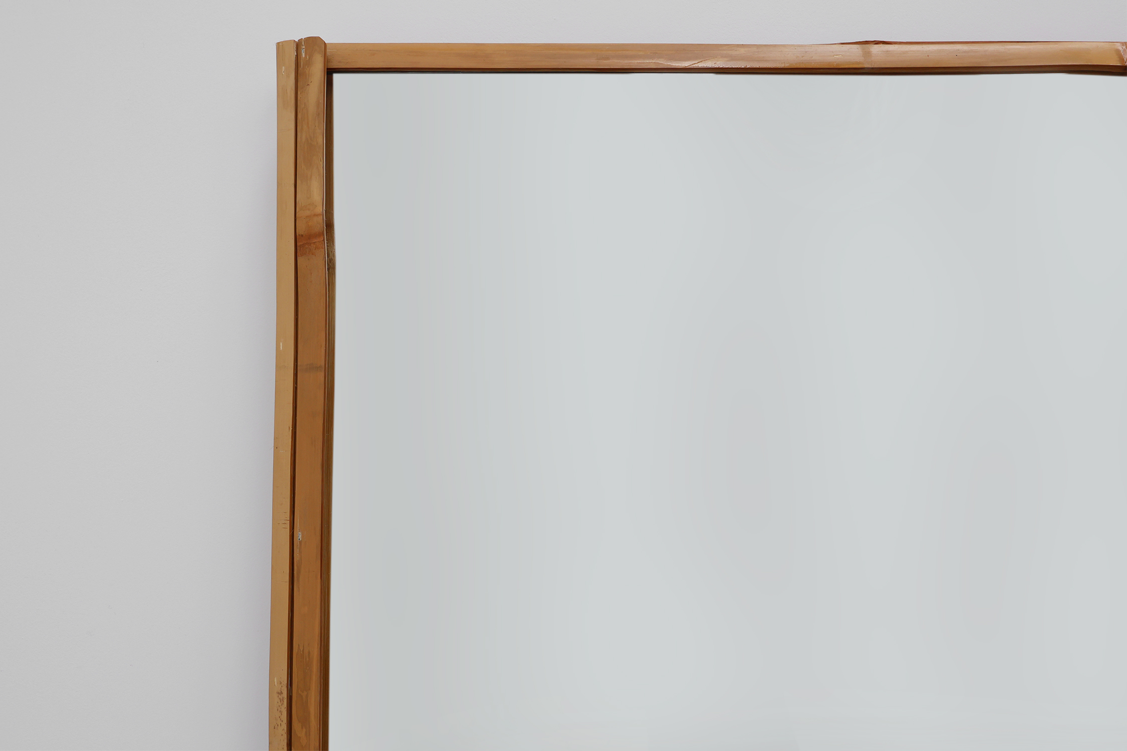 Large Vintage seventies Ibiza style rectangular mirror with bamboo frame thumbnail